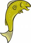 Cartoon Spotted Trout Fish Jumping Stock Photo