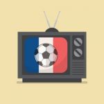 Soccer Football Retro Television With France Flag Stock Photo