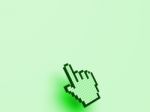 Cursor Hand On Green Background Shows Blank Copyspace Website Stock Photo