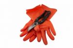 Rubber Glove And Shears Stock Photo