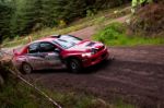 P. O' Connell Driving Mitsubishi Evo Stock Photo