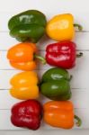 Fresh And Colorful Bell Peppers Stock Photo