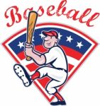 American Baseball Player Batting Cartoon Stock Photo