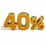 3d Gold 40 Forty Percent Discount Sign Stock Photo