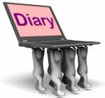 Diary Laptop Characters Show Web Appointments Or Schedule Stock Photo