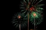 Fireworks Show During Loykathong Festival Stock Photo