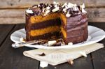 Luxury Chocolate And Toffee Layer Cake Stock Photo