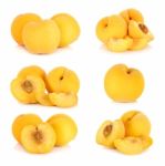 Yellow Peach Isolated On The White Background Stock Photo