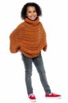 Afro American Girl In Over Sized Pullover Stock Photo