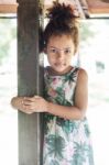 Portrait Of Half-caste Children In Park Stock Photo