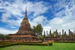 Unesco World Heritage Site Wat Sa Si In Sukhothai Stock Photo