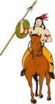 Native American Indian Brave Riding Pony Cartoon Stock Photo