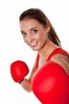 Pretty Girl Boxing Stock Photo