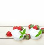 Organic Greek Yogurt And Strawberry Stock Photo