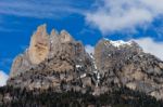 Mountains In The Valley Di Fassa Near Pozza Di Fassa Trentino It Stock Photo