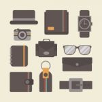 Retro Leather Gadget Set Stock Photo