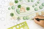 Landscape Architect Plan Stock Photo