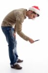 Man Looking Through Magnifier Stock Photo