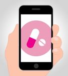 Pills Online Indicates Internet Medication 3d Illustration Stock Photo