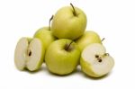 Pile Of Fresh And Healthy Yellow Apples Stock Photo