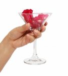 Hand Holding Martini Glass Stock Photo