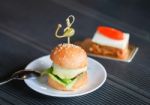 Mini Burger Canapes Stock Photo