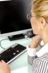 Business Woman talking over Phone Stock Photo