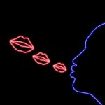 Neon Sign Blow Kiss Stock Photo