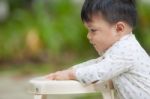 The Cute Boy In The Garden Stock Photo