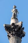 Close-up View Of Nelson's Statue In Trafalgar Square Stock Photo