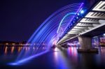 Rainbow Fountain Show At Expo Bridge In South Korea Stock Photo