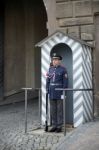 Guard On Duty At The Castle In Prague Stock Photo