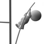 High Jump 3d Character Shows Achievement And Success Stock Photo