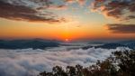 Seoraksan Mountains Is Covered By Morning Fog And Sunrise In Seoul,korea Stock Photo