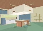 Colorful Kitchen Layout Stock Photo