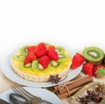 Kiwi And Strawberry Pie Tart Stock Photo