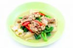 Rice Noodle With Pork Slice Stock Photo