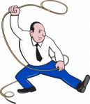 Businessman Holding Lasso Rope Stock Photo