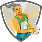 Netball Player Holding Ball Low Polygon Stock Photo