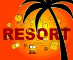 Resort Icons Means Symbol Complex And Hotels Stock Photo