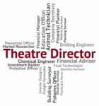 Theatre Director Indicates Position Head And Stage Stock Photo