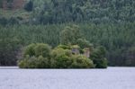 Castle In The Middle Of Loch An Eilein Near Aviemore Scotland Stock Photo