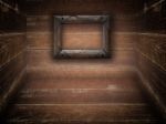 Picture Frame In Wood Room Stock Photo