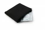 Condoms In Black Wallet Stock Photo