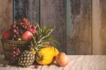 Fruits On A White Cloth Stock Photo