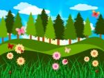 Countryside Trees Represents Woods Branches And Meadow Stock Photo