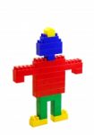 Toy Man Of Colored Blocks Closeup Stock Photo