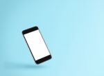 Phone Blank Screen On Blue Background Concept Stock Photo