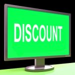 Discount Screen Shows Promotion Sale Discounts Or Clearance Stock Photo