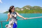 Asian Woman On The Boat Stock Photo